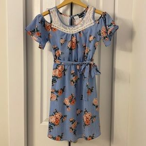 Paper Doll Floral Cold Shoulder Dress